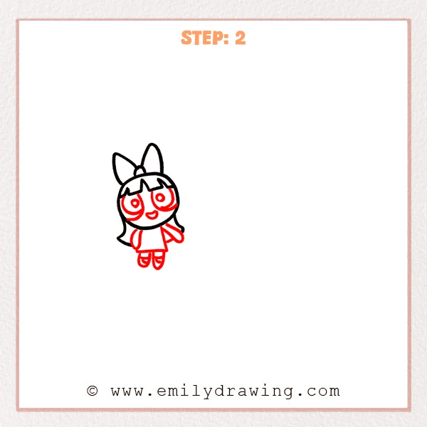 how to draw a powerpuff girls - Step 2